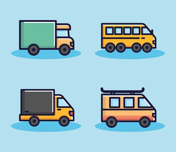 Iconos Conjunto Vehículos Transporte Diseño — Vector de stock