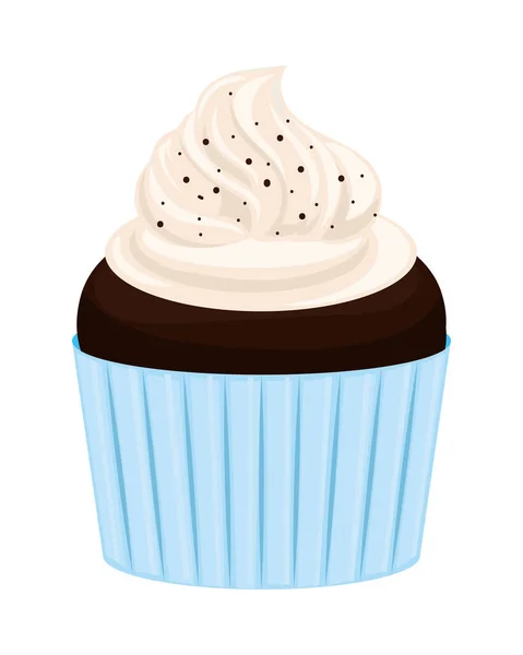 Süße Cupcake Ikone Flach Isoliert — Stockvektor