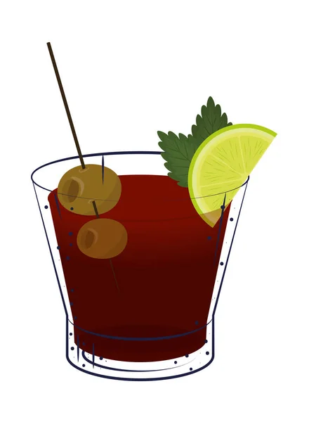 Cocktail Platt Ikon Vit Bakgrund — Stock vektor