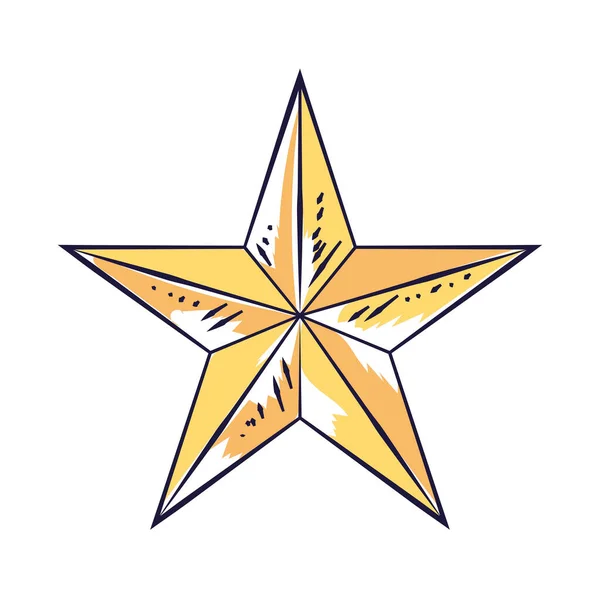 Oro Estrella Decoración Vintage Icono Aislado — Vector de stock