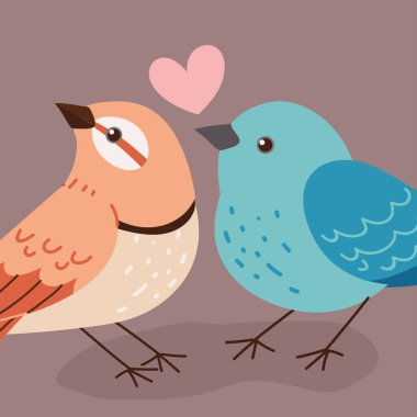 birds love hearts romantic design