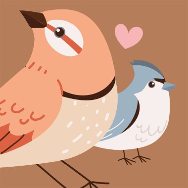 cute couple birds love romantic