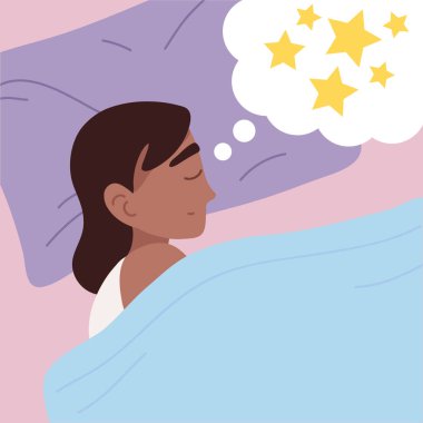 happy sleeping girl, flat design