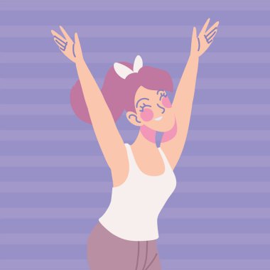 young woman hands up celebration design
