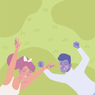 youth man and woman celebrating day