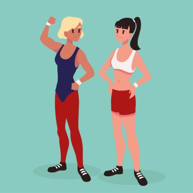 girls with sportswear vector design