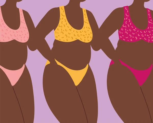 Group Fat Afro Female Design — Stok Vektör