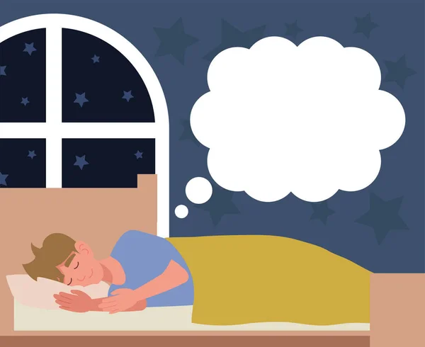 Hombre Durmiendo Concepto Buenas Noches — Archivo Imágenes Vectoriales