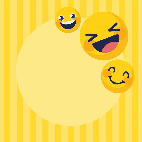 Emoticons Faces Smile Yellow Badge — Vetor de Stock