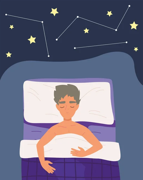 Male Sleeping Bed Related — Stockový vektor