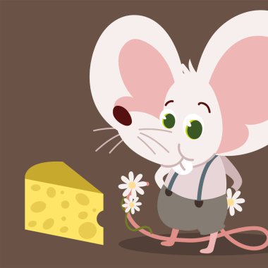 cute mouse with slice cheese detailed design