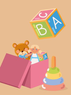 kids toys box flat design