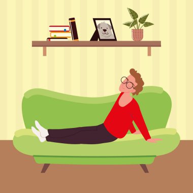relaxed guy on sofa design