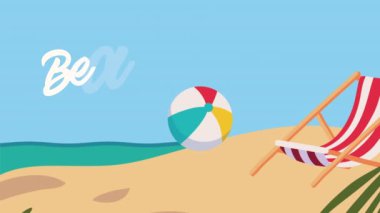 Plaj harfleri, yaz sezonu animasyonu, 4k video animasyonu.