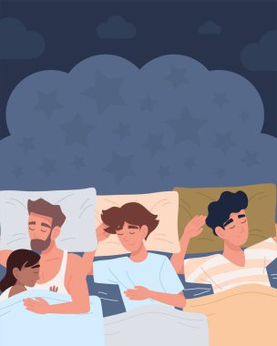sleeping people and bed, theme