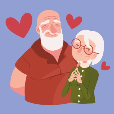 Sevimli büyükanne ve büyükbaba Güzel portre tasarımı