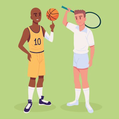 top ve raketle basketbol oynayan oyuncular