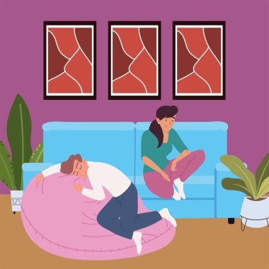 Fasulye çuvalındaki adam ve evde dinlenen kadın.