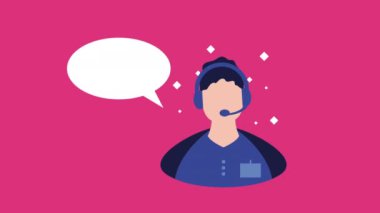 Çağrı merkezi erkek operatörü, 4k video animasyonu