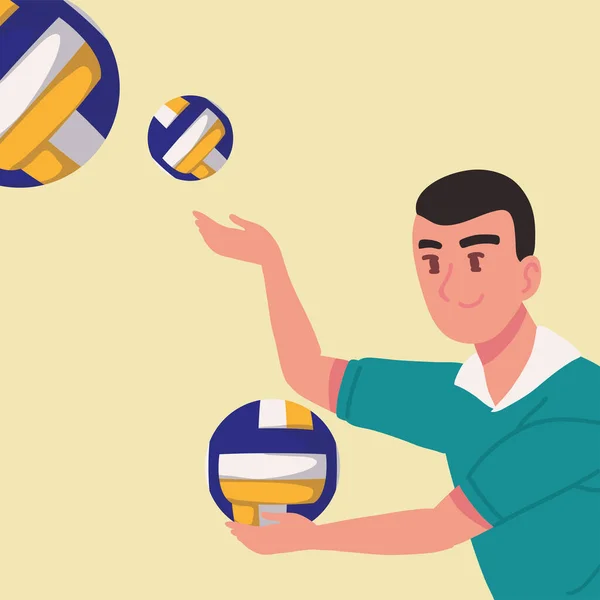 Athletic Player Volleyball Ball — Vetor de Stock