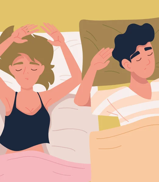 Couple Together Sleeping Blankets — Vector de stock