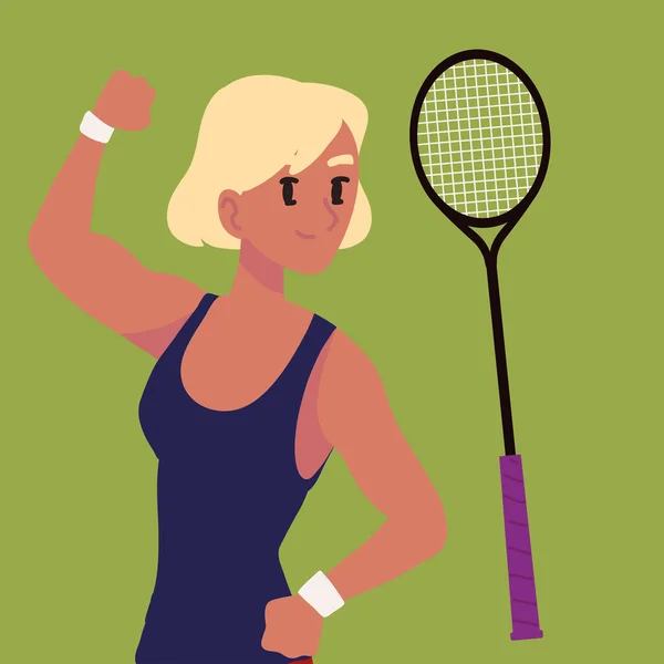 Joueuse Tennis Avec Raquette — Image vectorielle