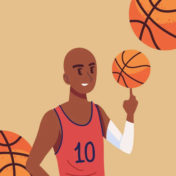 Afro American Player Basketball Athletic Sports — Vector de stock