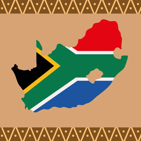 South Africa Map Flag Heritage Day — Vetor de Stock