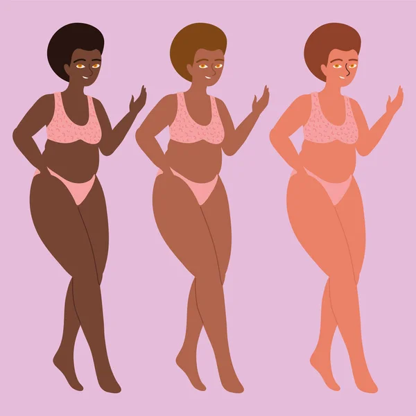 Afro Fat Women Underwear Clothes — Stock Vector