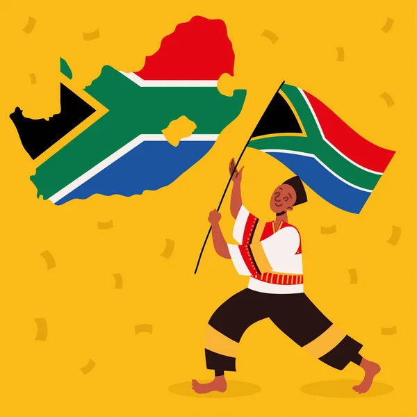 Macho Con Bandera Mapa Sudáfrica Diseño — Archivo Imágenes Vectoriales