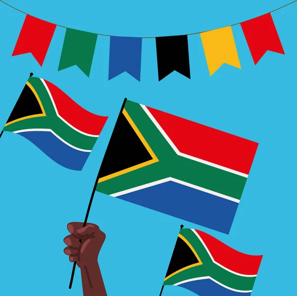 Hand Flag South Africa Heritage Day — Stock Vector