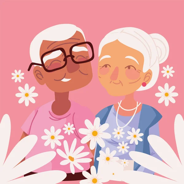 Παππούδες Και Γιαγιάδες Λουλούδια — Διανυσματικό Αρχείο