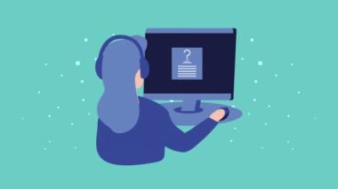 Çağrı merkezi kadın operatörü, 4k video animasyonu