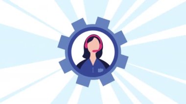 Çağrı merkezi kadın operatörü, 4k video animasyonu