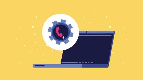 Call Center Support Service Laptop Video Animated — Vídeo de Stock