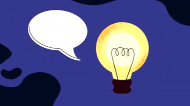 Konuşma kabarcığı animasyonlu ampul ışığı, 4k video animasyonu