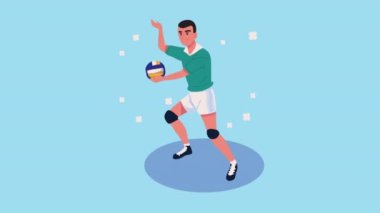 Erkek voleybol sporu karakter animasyonu, 4k video animasyonu