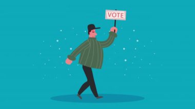 Etiket animasyonlu seçim günü adamı, 4k video animasyonu