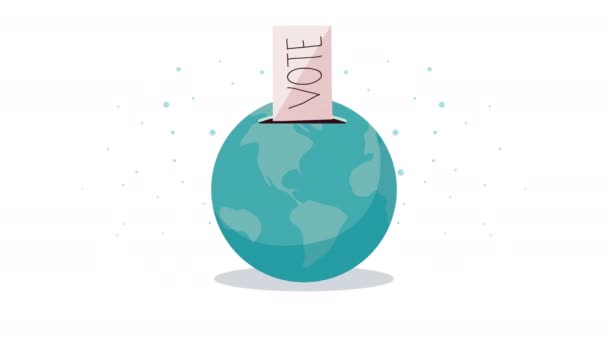 Dünya Gezegeni Animasyonunda Seçim Günü Kartı Video Animasyonu — Stok video