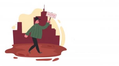 Etiket animasyonlu seçim günü adamı, 4k video animasyonu