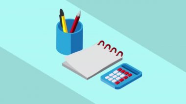 notebook okul tedarik eğitim animasyonu, 4k video animasyonu