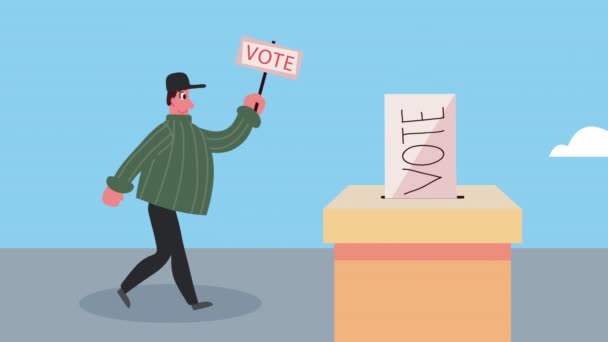 Ψηφοφορία Ημέρα Των Εκλογών Άνθρωπος Ετικέτα Animation Βίντεο Κινούμενα Σχέδια — Αρχείο Βίντεο