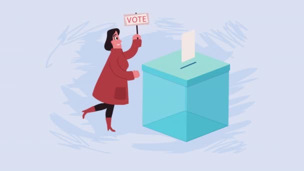 Voto Mujer Del Día Las Elecciones Con Etiqueta Animación Video — Vídeos de Stock