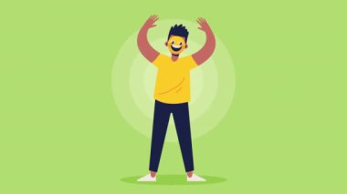 dünya mutluluk günü animasyonu erkek emoji yüzü, 4k video animasyonu