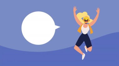 dünya mutluluk günü animasyonu kız emoji yüzü, 4k video animasyonu