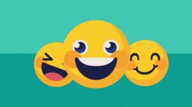 dünya mutluluk günü animasyonu emojilerle, 4k video animasyonu
