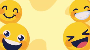 dünya mutluluk günü animasyonu emojilerle, 4k video animasyonu
