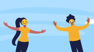 çift emojili dünya mutluluk günü, 4k video animasyonu