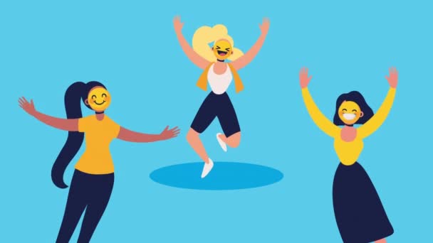 Mundo Dia Felicidade Com Pessoas Meninas Rostos Vídeo Animado — Vídeo de Stock