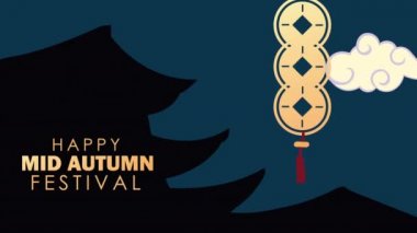 Sonbahar festivali ortasında çizgi film, 4k video animasyonu